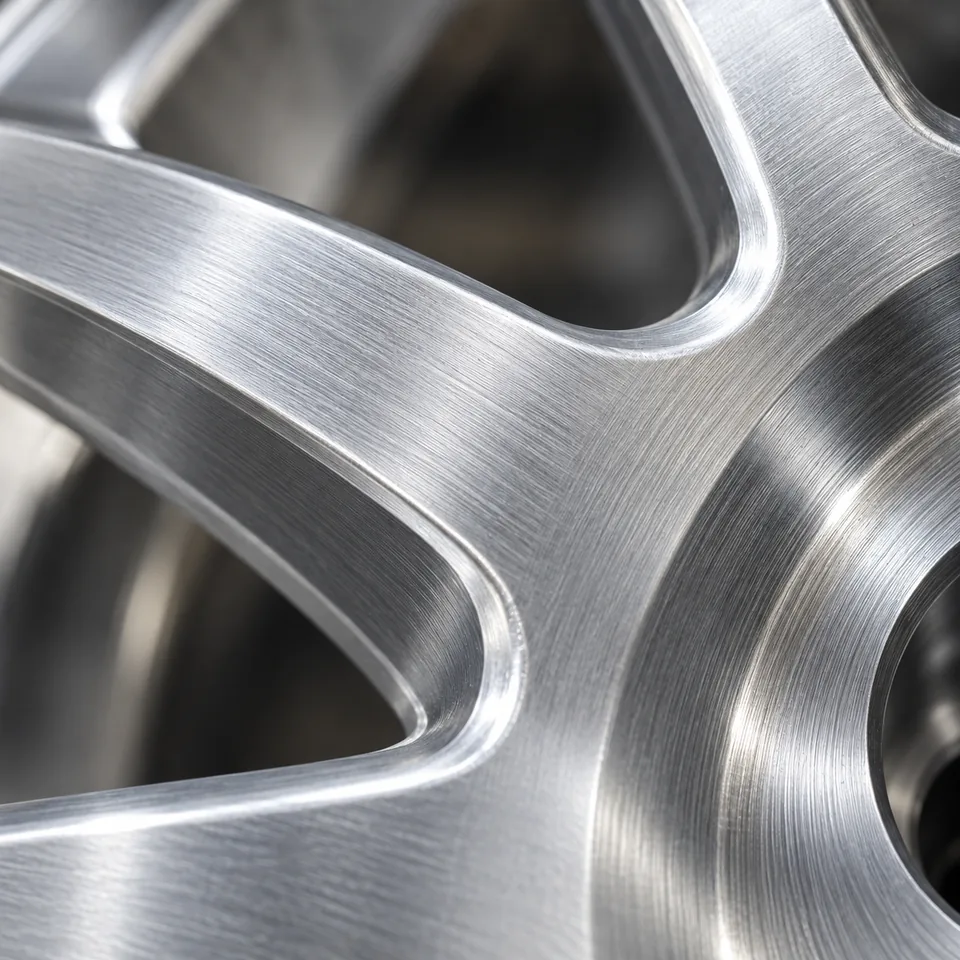 Close detail of cool brushed aluminum metal grain