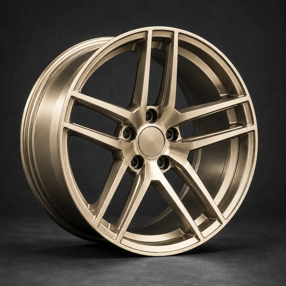 AI finish concept: Brushed champagne on the same split-spoke wheel