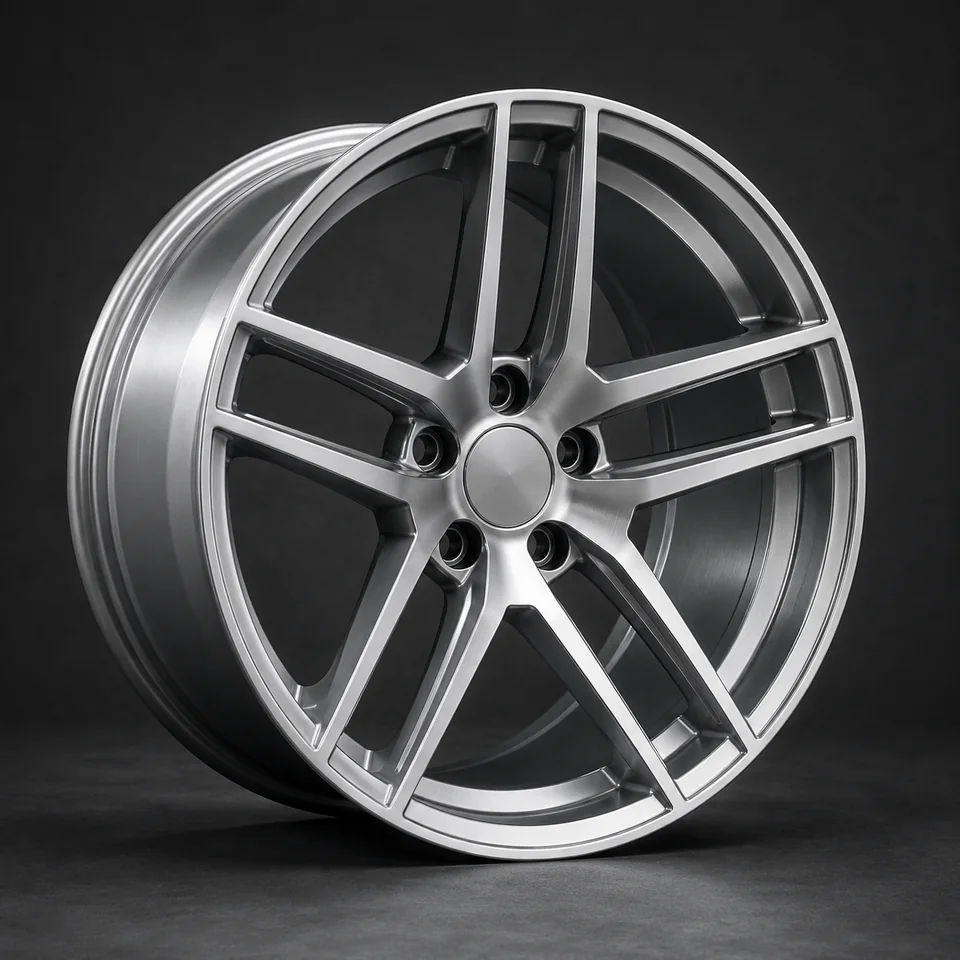 AI wheel finish visualization in brushed silver