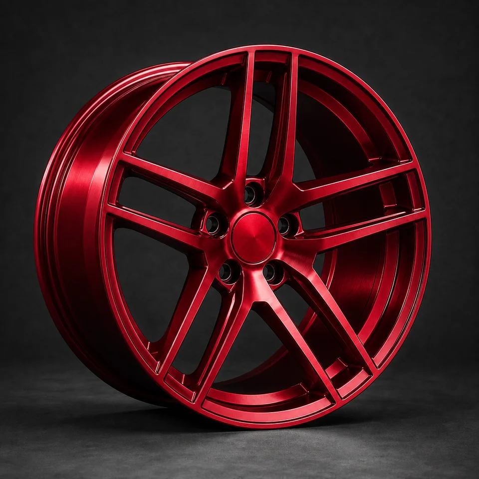AI finish concept: Candy red on the same split-spoke wheel
