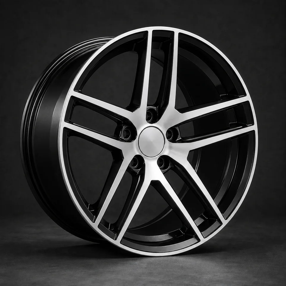 AI finish concept: Machined face / black on the same split-spoke wheel