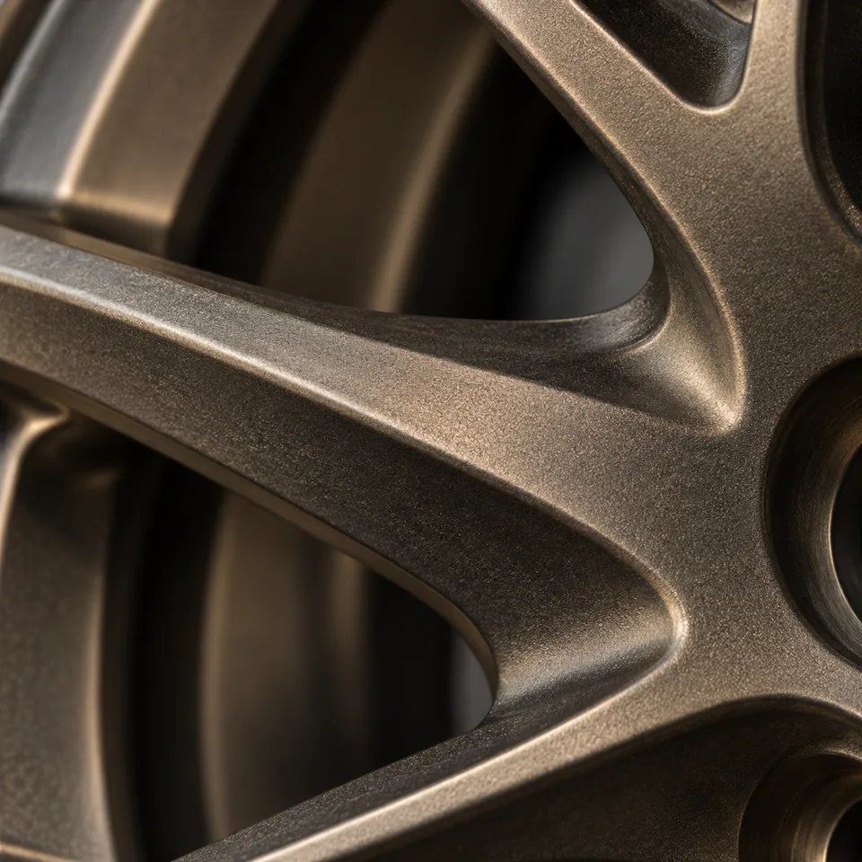 Close detail of satin magnesium face texture