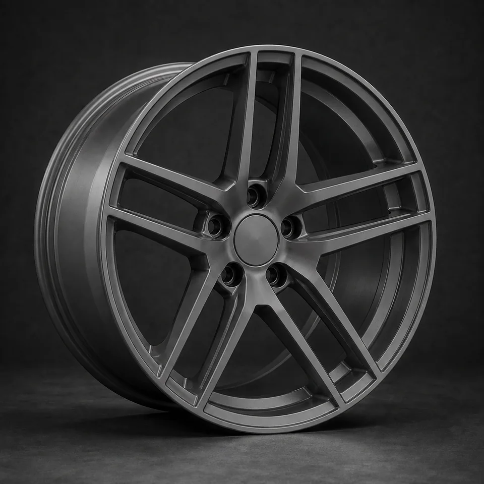 AI finish concept: Satin graphite on the same split-spoke wheel