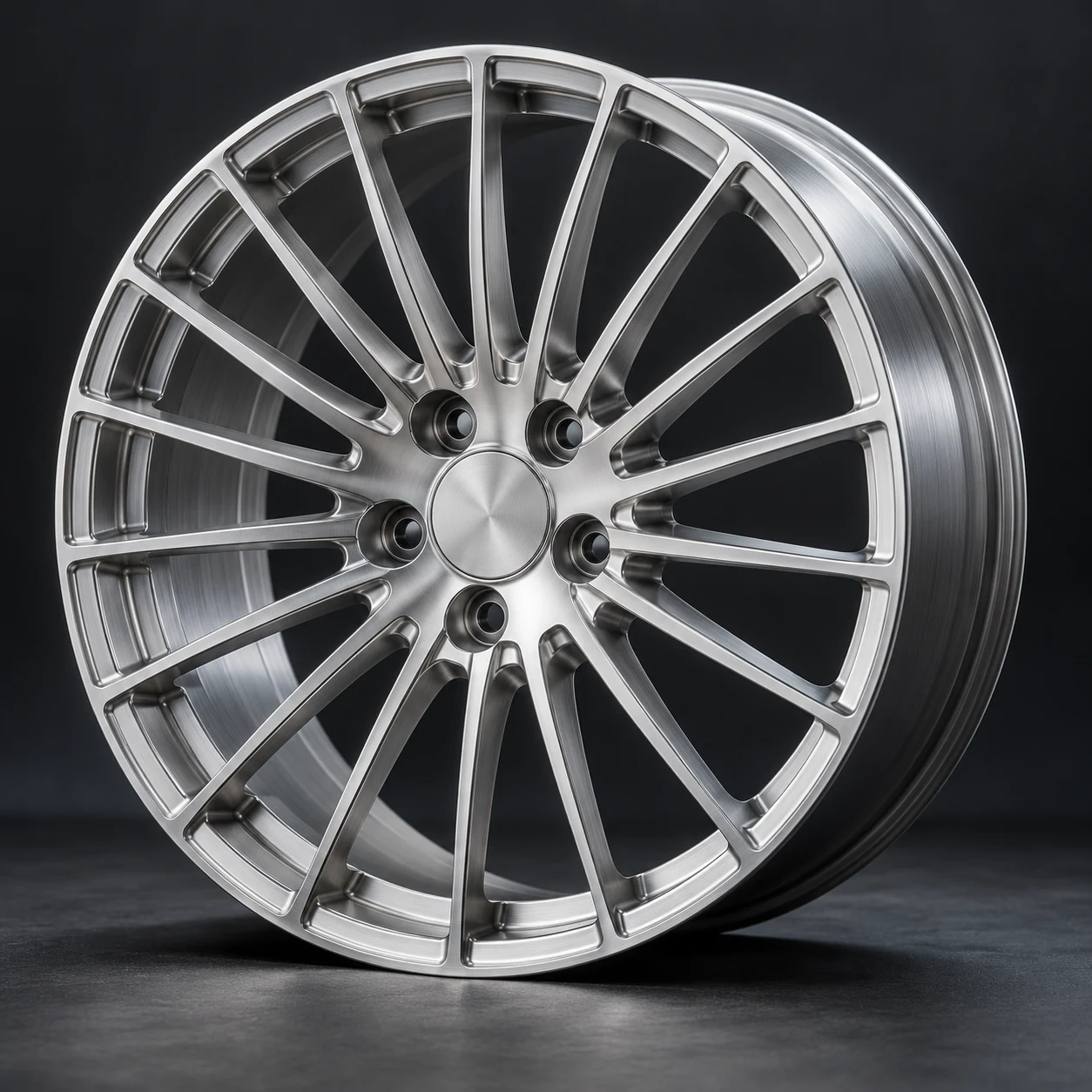 Brushed silver multi-spoke custom forged aluminum wheel for BMW builds