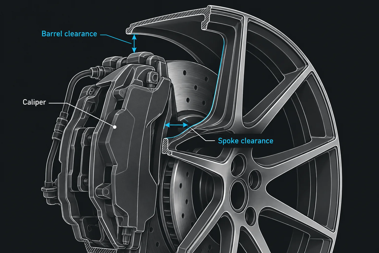 Big brake kit caliper clearance to spokes and barrel
