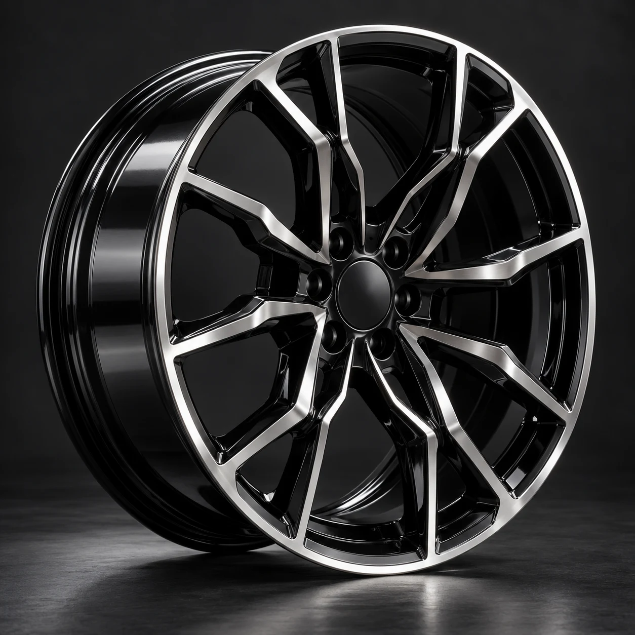 Deep-concave gloss black custom forged aluminum wheel for Mustang builds