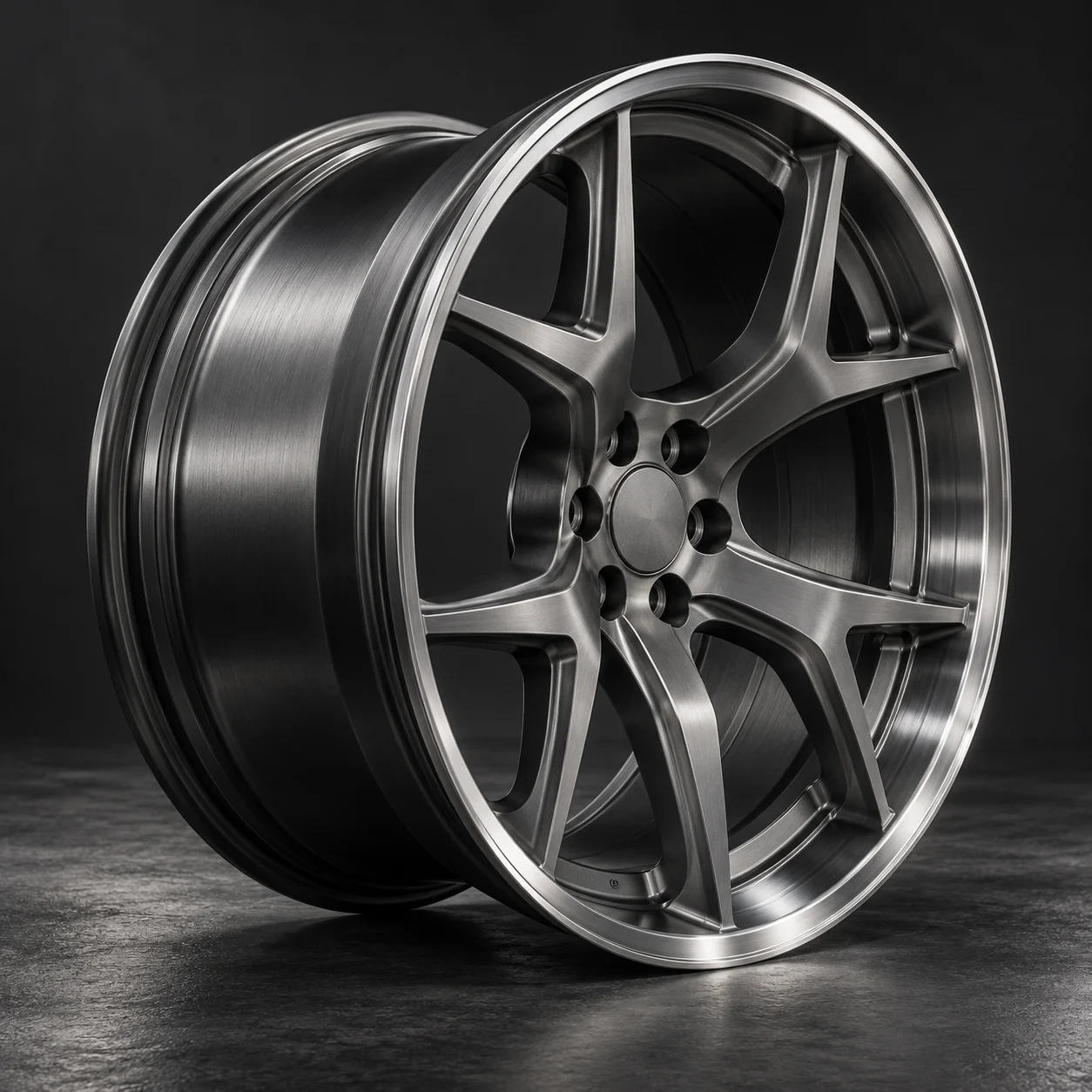 Deep-concave wide-lip forged aluminum wheel at a three-quarter studio angle