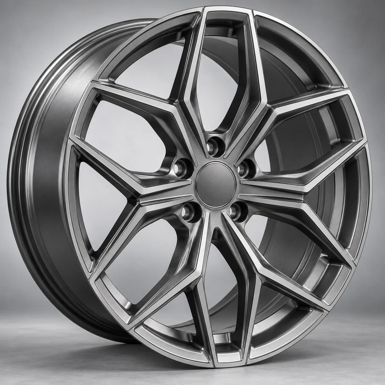 Illustrative star / split-spoke forged wheel, studio product shot
